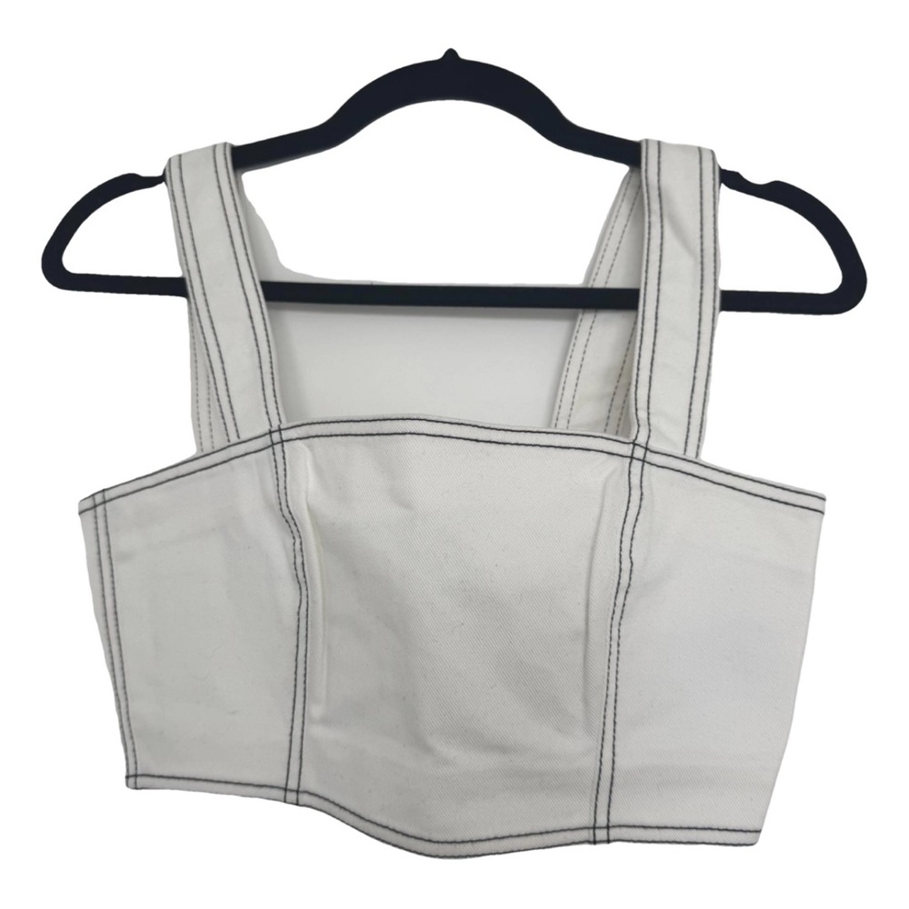 White Balmain Denim Crop Top – Size 36